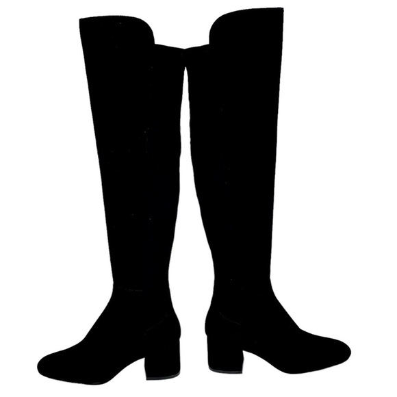 STUART WEITZMAN 5050 YULIANA 60MM BLACK SUEDE LEATHER STRETCH KNEE HIGH BOOTS - Picture 7 of 15